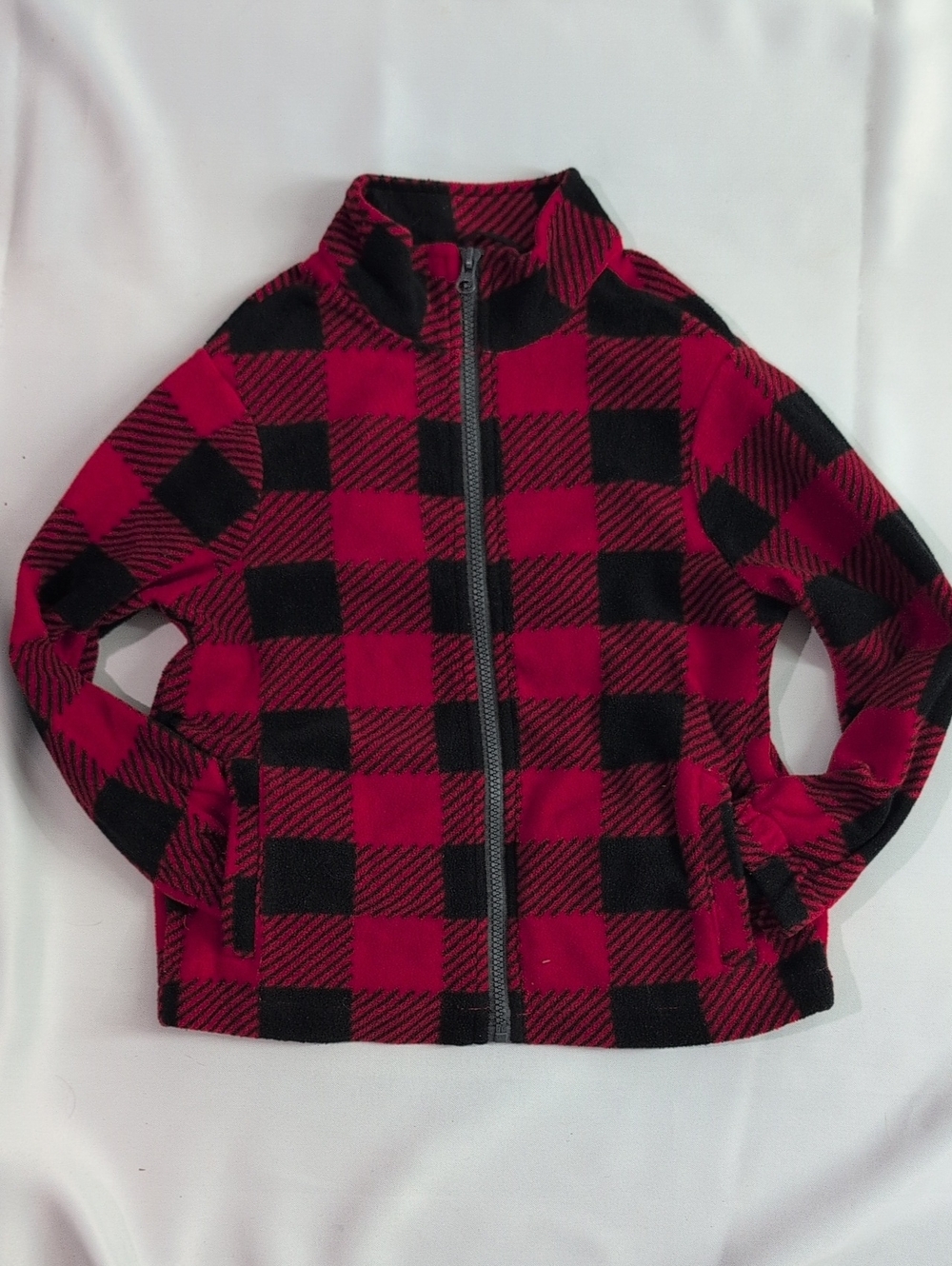 Athletech Red and Black Buffalo Plaid Zip-Up Kids Hoodie